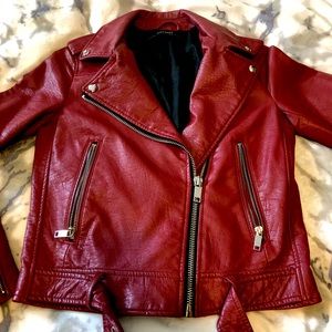 ❤️FIRE TRUCK RED LEATHER JACKET. ZARA❤️